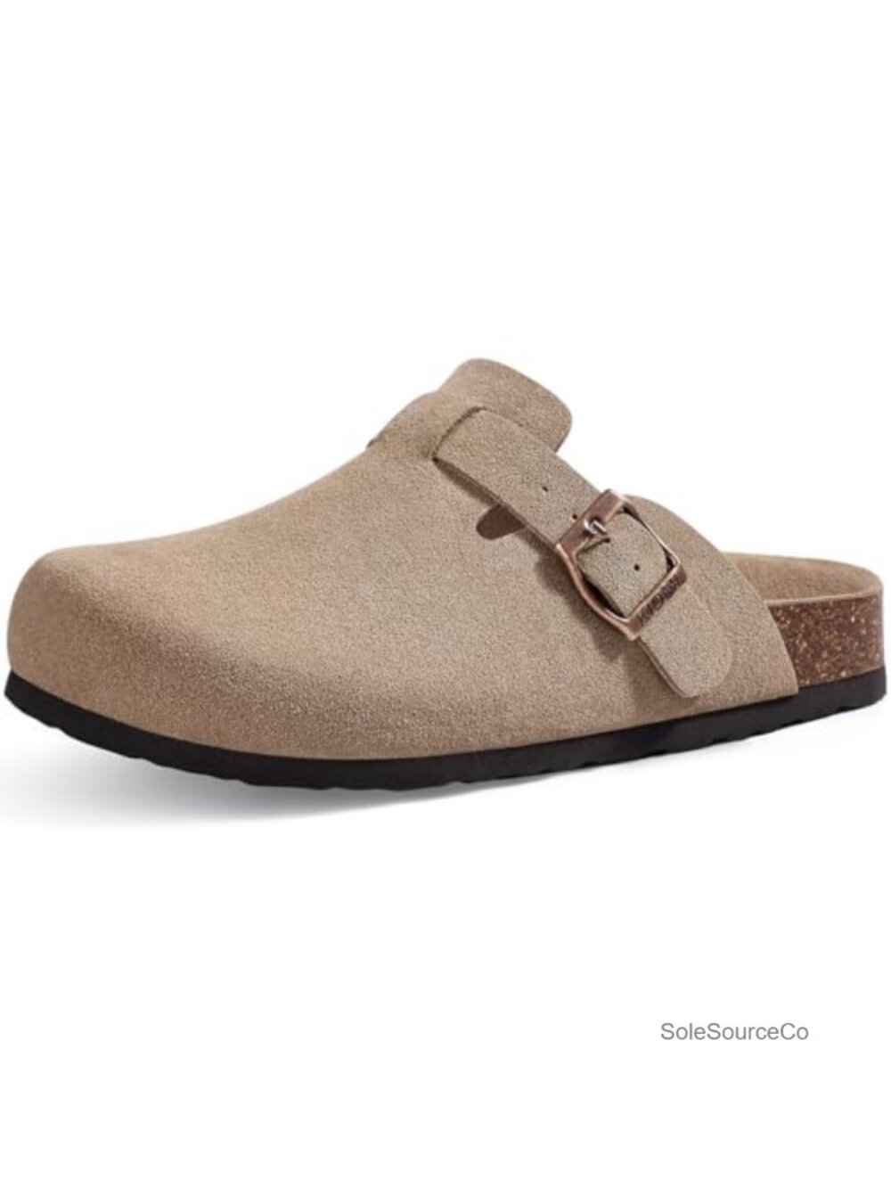 Vegan Suede Clogs Mules with Cork Footbed